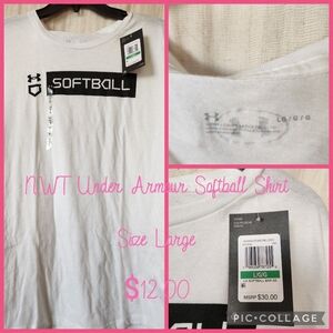 Under Armour White Softball Tee